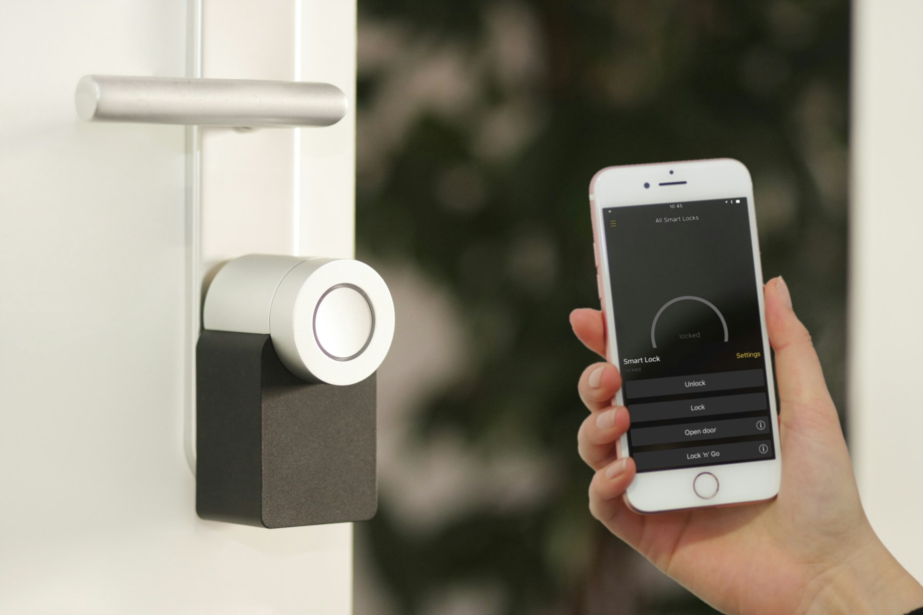 Smartphone used to unlock a smart door lock