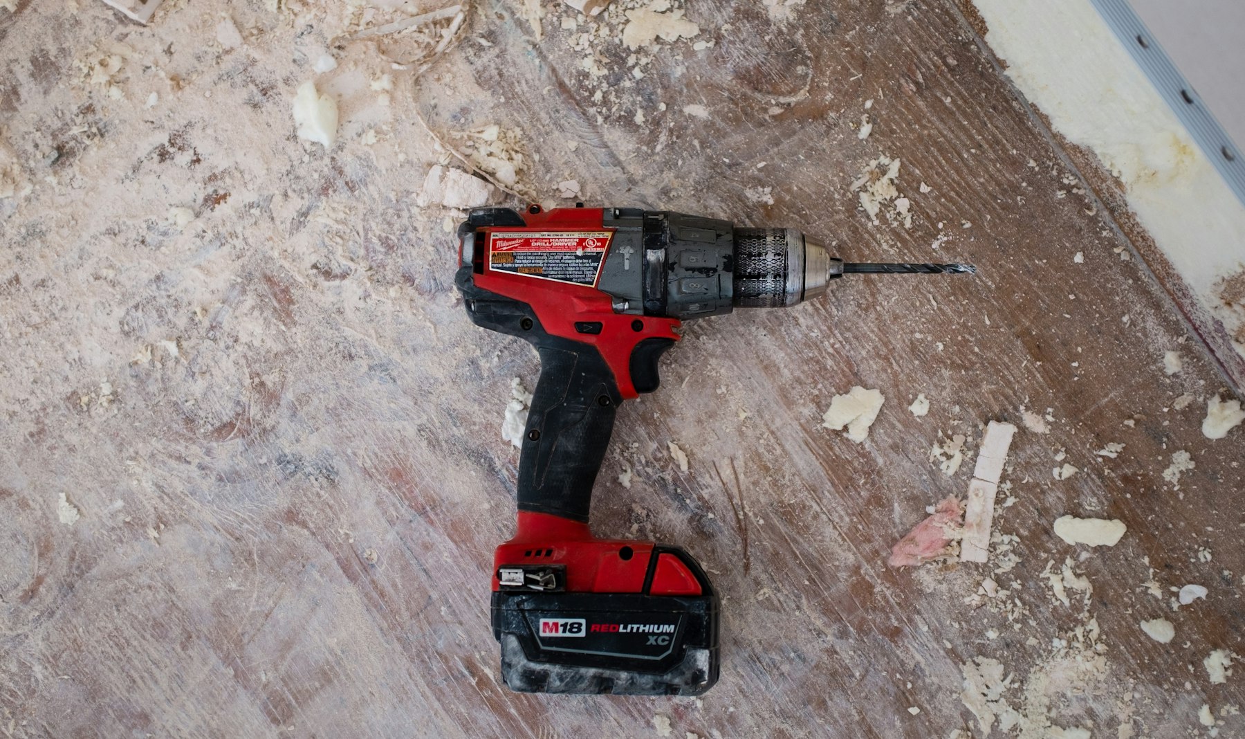 Power tool on a work surface during property maintenance